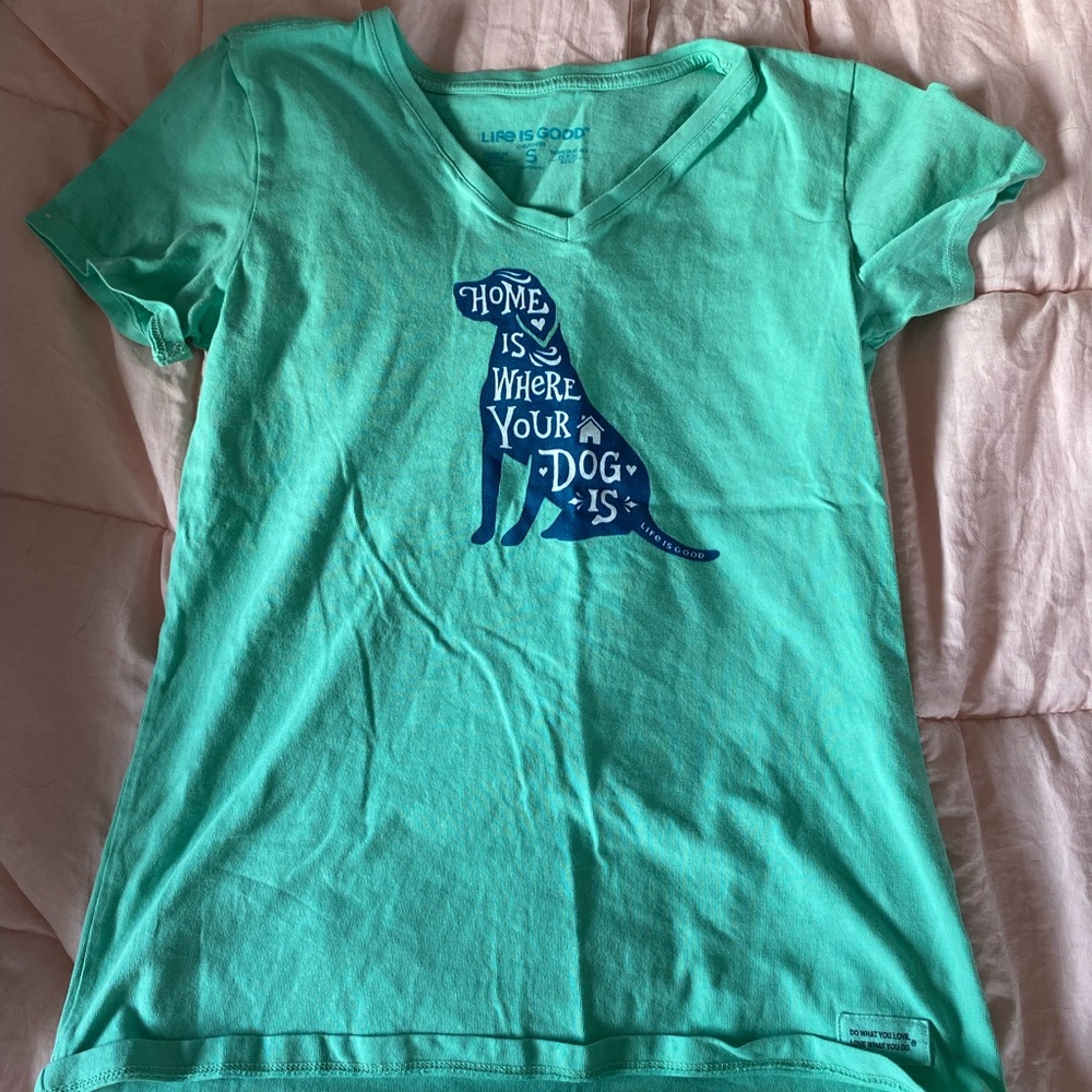Life is Good Dog V-Neck Woman’s Top- Size S